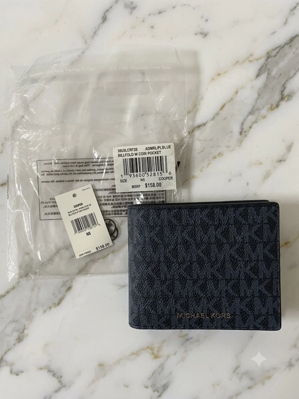 Michael Kors Men's Navy MK Logo Bifold Wallet
